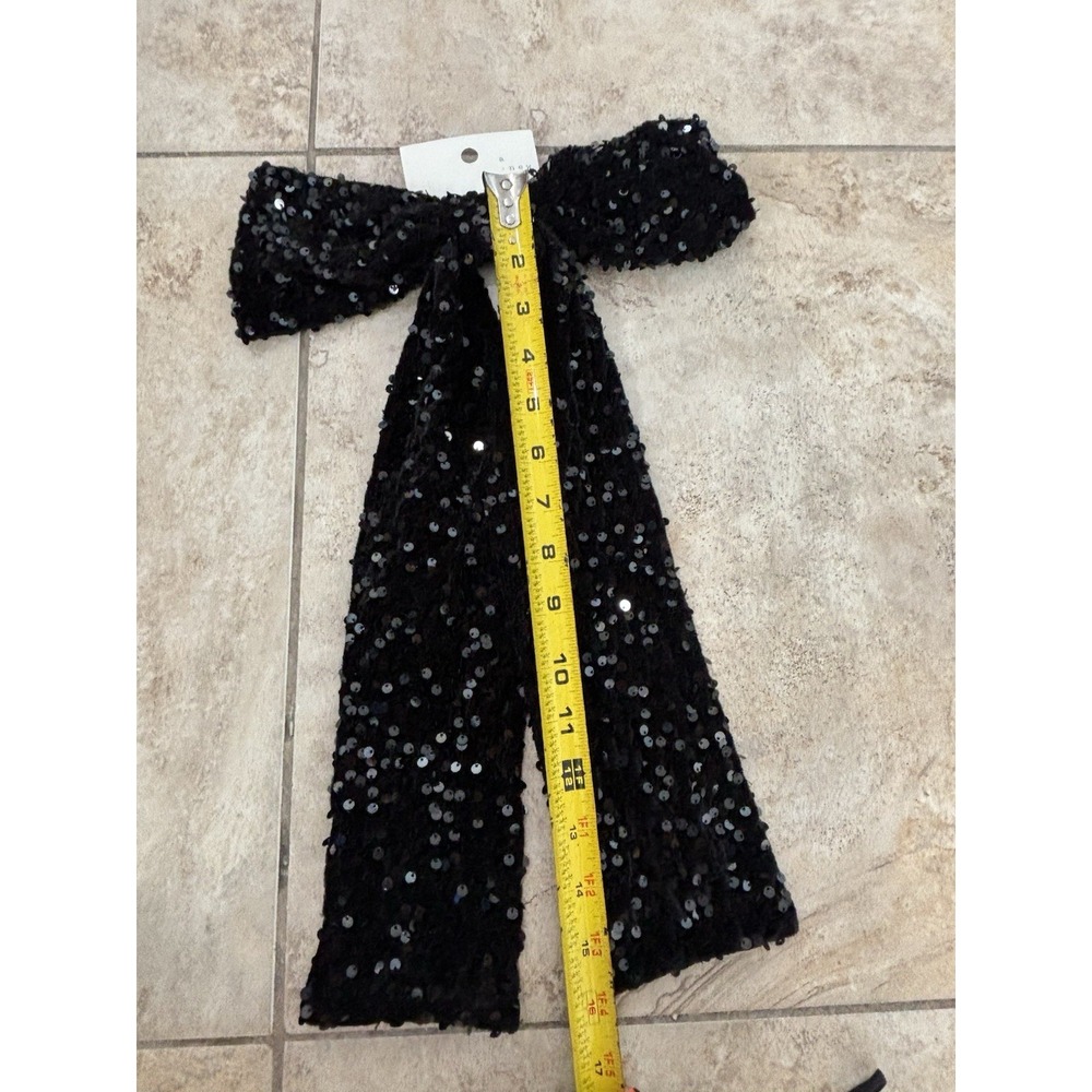 A New Day Bow Hair Clips Set of 2‎ Black Sequin Rhinestone Satin NWT Gift - Picture 3 of 6